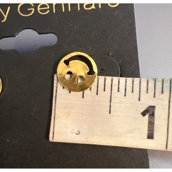 G By Gennaro 2 Pair Gold Tone Earrings Smiley Face Twisted Hoops New on Card - Picture 5 of 6